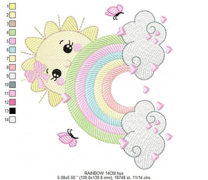 Rainbow embroidery design - Sun and cloud embroidery design machine embroidery pattern - Baby girl embroidery file - digital download kid Marcia Embroidery