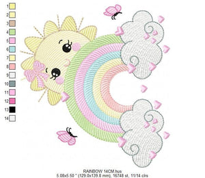 Rainbow embroidery design - Sun and cloud embroidery design machine embroidery pattern - Baby girl embroidery file - digital download kid