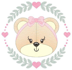 Frame Female Bear embroidery designs - Laurel Teddy embroidery design machine embroidery pattern - Baby Girl embroidery - instant download