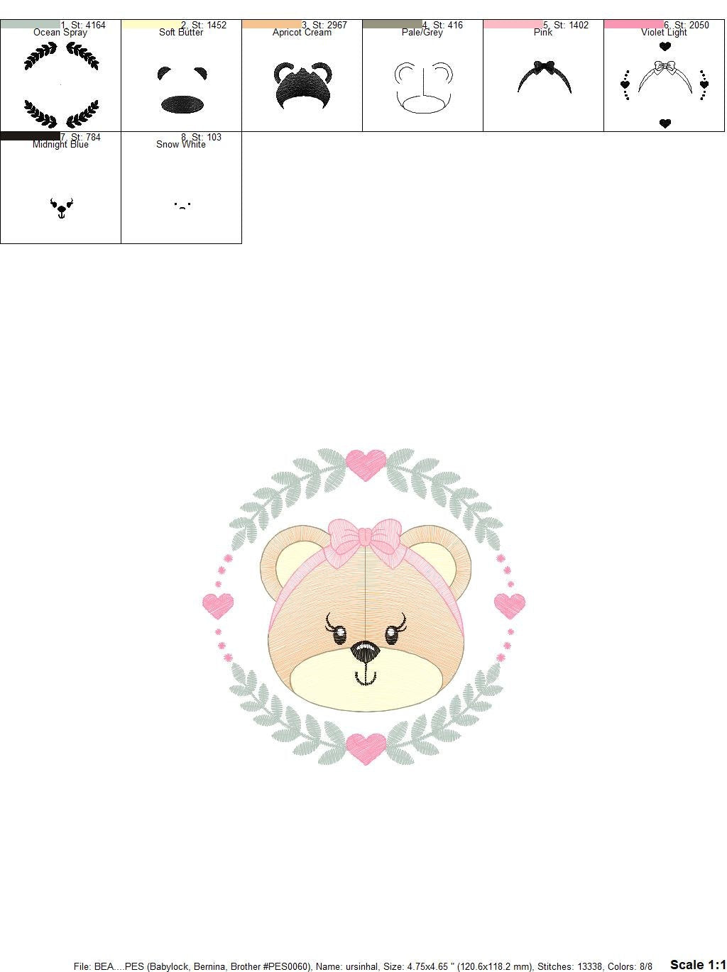 Frame Female Bear embroidery designs - Laurel Teddy embroidery design machine embroidery pattern - Baby Girl embroidery - instant download Marcia Embroidery