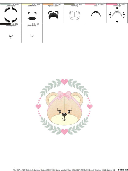 Frame Female Bear embroidery designs - Laurel Teddy embroidery design machine embroidery pattern - Baby Girl embroidery - instant download Marcia Embroidery