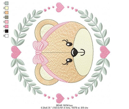 Frame Female Bear embroidery designs - Laurel Teddy embroidery design machine embroidery pattern - Baby Girl embroidery - instant download Marcia Embroidery