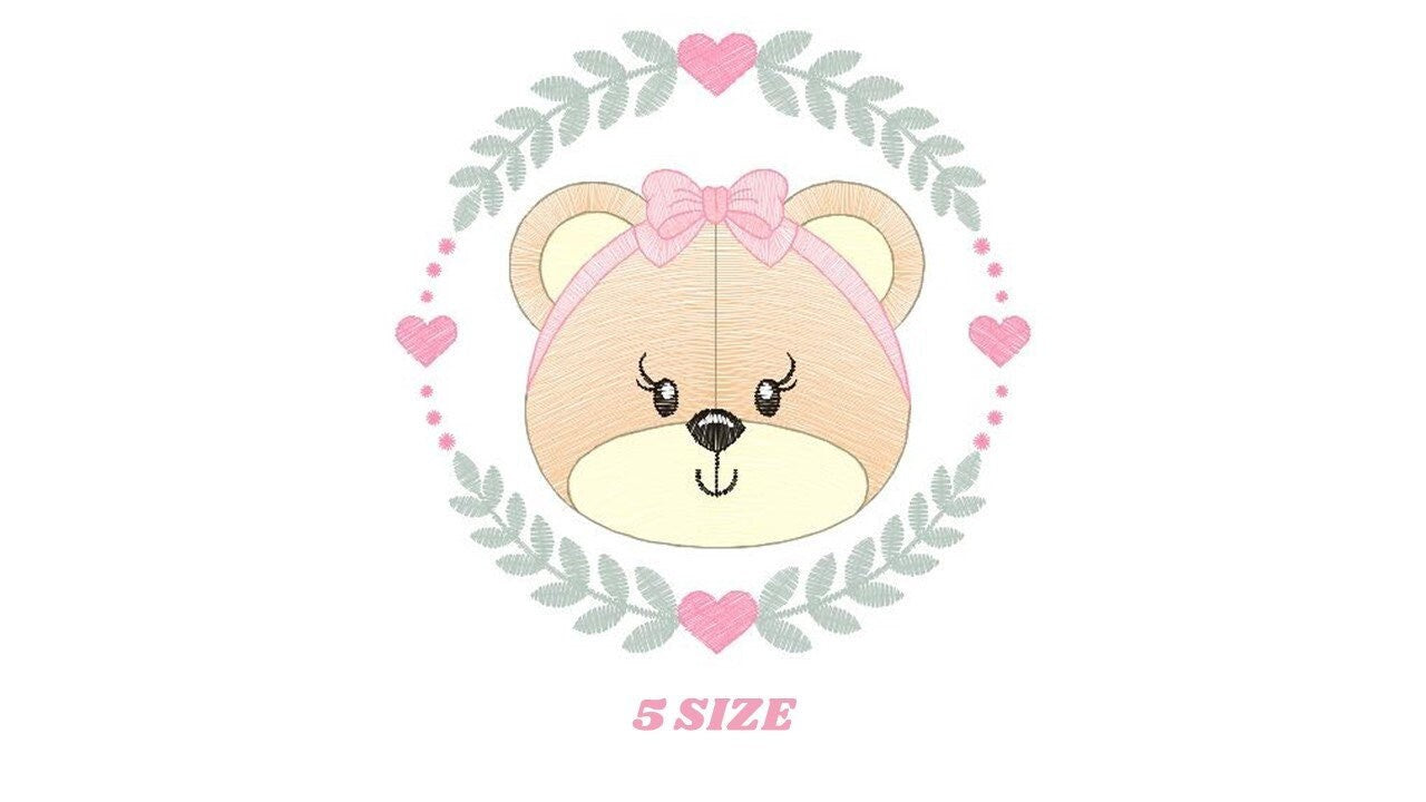 Frame Female Bear embroidery designs - Laurel Teddy embroidery design machine embroidery pattern - Baby Girl embroidery - instant download Marcia Embroidery