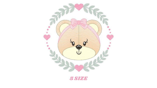 Frame Female Bear embroidery designs - Laurel Teddy embroidery design machine embroidery pattern - Baby Girl embroidery - instant download