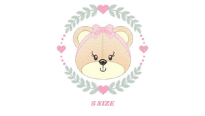 Frame Female Bear embroidery designs - Laurel Teddy embroidery design machine embroidery pattern - Baby Girl embroidery - instant download