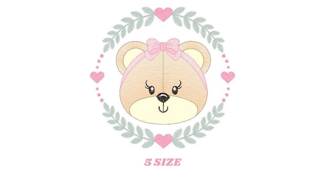 Frame Female Bear embroidery designs - Laurel Teddy embroidery design machine embroidery pattern - Baby Girl embroidery - instant download