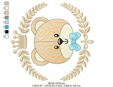 Charger l&#39;image dans la galerie, Frame Male Bear embroidery designs - Laurel teddy embroidery design machine embroidery pattern - Bear wreath embroidery - instant download
