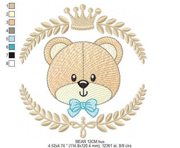 Frame Male Bear embroidery designs - Laurel teddy embroidery design machine embroidery pattern - Bear wreath embroidery - instant download