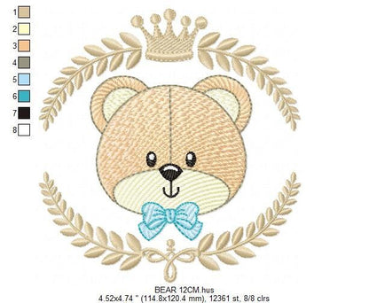 Frame Male Bear embroidery designs - Laurel teddy embroidery design machine embroidery pattern - Bear wreath embroidery - instant download