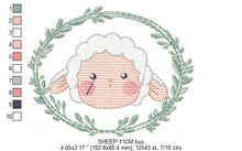 Charger l&#39;image dans la galerie, Frame with Sheep embroidery design - Lamb embroidery designs machine embroidery pattern - baby girl embroidery file - Laurel frame download
