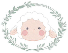 Cargar imagen en el visor de la galería, Frame with Sheep embroidery design - Lamb embroidery designs machine embroidery pattern - baby girl embroidery file - Laurel frame download
