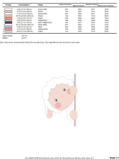 Peek a boo Sheep embroidery design - Lamb embroidery designs machine embroidery pattern - Baby boy embroidery file - Animal quilt embroidery