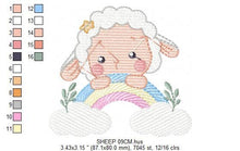 Cargar imagen en el visor de la galería, Sheep with rainbow embroidery design - Rainbow embroidery designs machine embroidery pattern - baby girl embroidery file newborn embroidery
