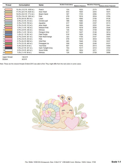 Snail embroidery design - Animal embroidery designs machine embroidery pattern - Slug baby girl embroidery file - instant download digital
