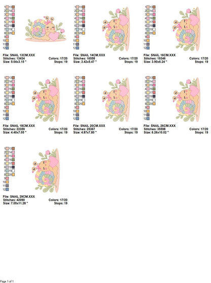 Snail embroidery design - Animal embroidery designs machine embroidery pattern - Slug baby girl embroidery file - instant download digital