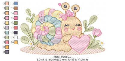 Snail embroidery design - Animal embroidery designs machine embroidery pattern - Slug baby girl embroidery file - instant download digital