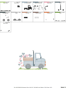 Truck embroidery designs - Vehicle embroidery design machine embroidery pattern - baby boy embroidery file - instant digital download filled