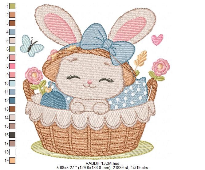 Bunny embroidery design - Rabbit embroidery designs machine embroidery pattern - Baby girl embroidery file - Rabbit in a basket download pes Marcia Embroidery