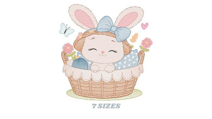Bunny embroidery design - Rabbit embroidery designs machine embroidery pattern - Baby girl embroidery file - Rabbit in a basket download pes Marcia Embroidery