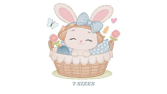 Bunny embroidery design - Rabbit embroidery designs machine embroidery pattern - Baby girl embroidery file - Rabbit in a basket download pes Marcia Embroidery