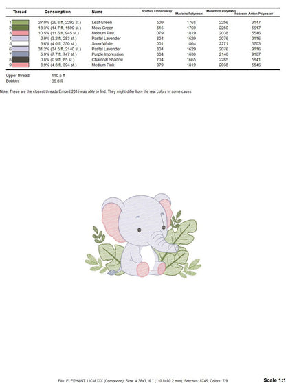 Elephant embroidery designs - Animal embroidery design machine embroidery pattern - Baby girl embroidery file kid embroidery elephant design