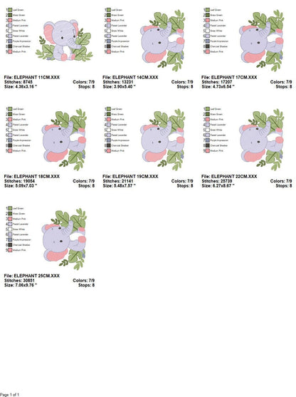 Elephant embroidery designs - Animal embroidery design machine embroidery pattern - Baby girl embroidery file kid embroidery elephant design