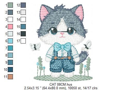 Cat embroidery design - Kitty embroidery designs machine embroidery pattern - Pet embroidery file - Baby boy embroidery - instant download Marcia Embroidery
