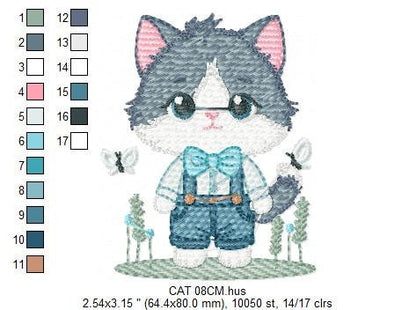 Cat embroidery design - Kitty embroidery designs machine embroidery pattern - Pet embroidery file - Baby boy embroidery - instant download Marcia Embroidery