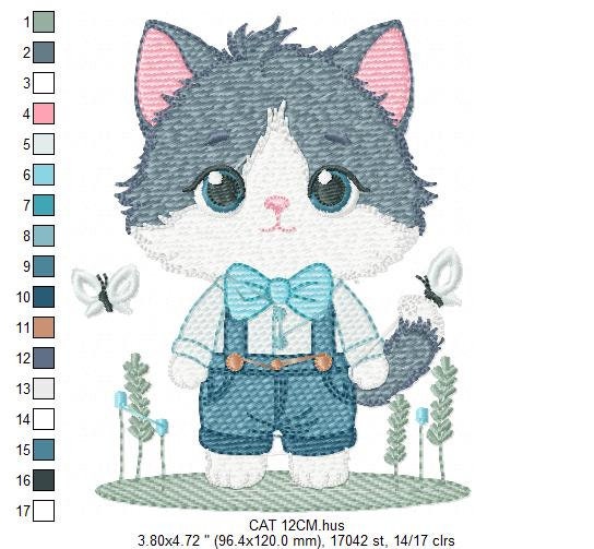 Cat embroidery design - Kitty embroidery designs machine embroidery pattern - Pet embroidery file - Baby boy embroidery - instant download Marcia Embroidery