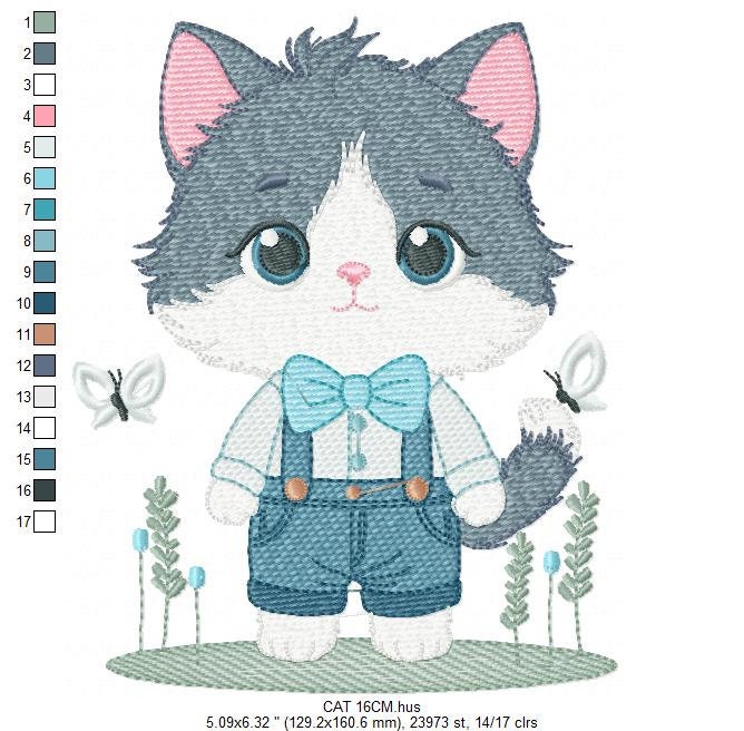 Cat embroidery design - Kitty embroidery designs machine embroidery pattern - Pet embroidery file - Baby boy embroidery - instant download Marcia Embroidery