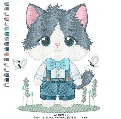 Cat embroidery design - Kitty embroidery designs machine embroidery pattern - Pet embroidery file - Baby boy embroidery - instant download Marcia Embroidery