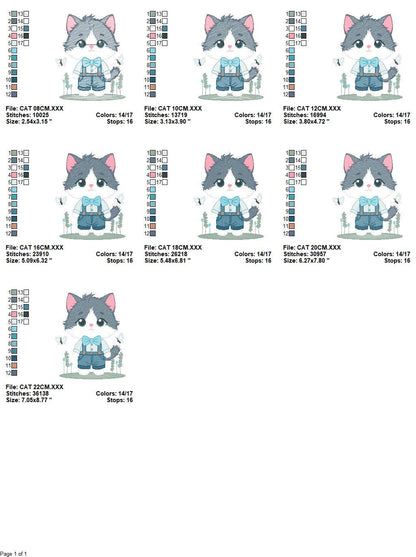 Cat embroidery design - Kitty embroidery designs machine embroidery pattern - Pet embroidery file - Baby boy embroidery - instant download Marcia Embroidery