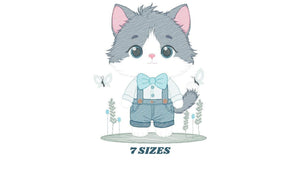 Cat embroidery design - Kitty embroidery designs machine embroidery pattern - Pet embroidery file - Baby boy embroidery - instant download