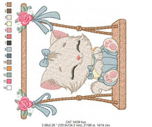 Carica l&#39;immagine nel visualizzatore di Gallery, Cat embroidery design - Kitty embroidery designs machine embroidery pattern - Pet embroidery file - Baby girl embroidery Kitchen cloth Apron
