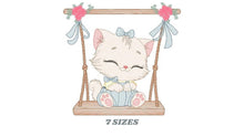 Load image into Gallery viewer, Cat embroidery design - Kitty embroidery designs machine embroidery pattern - Pet embroidery file - Baby girl embroidery Kitchen cloth Apron
