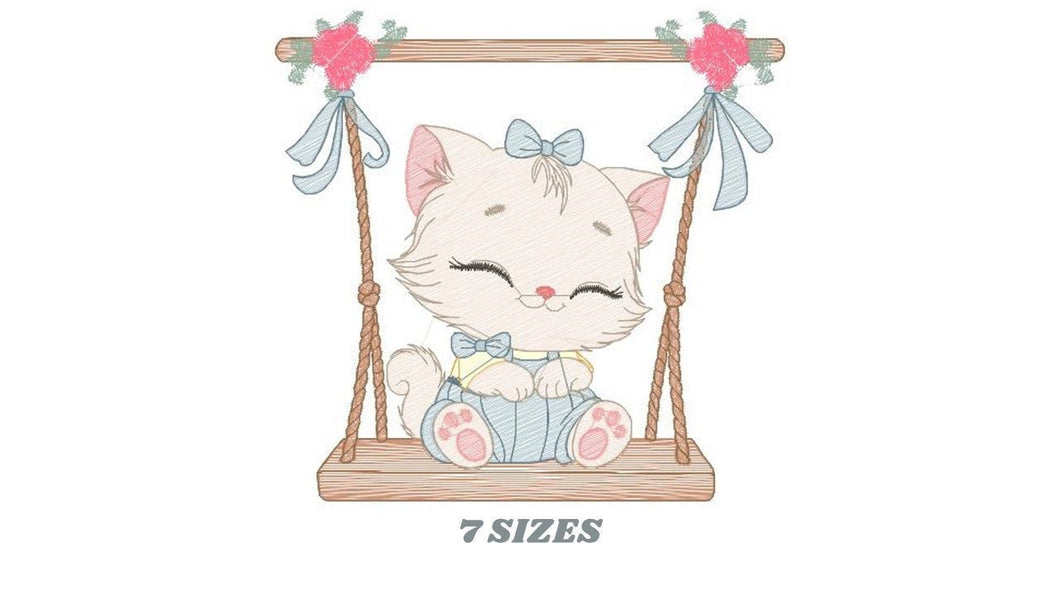 Cat embroidery design - Kitty embroidery designs machine embroidery pattern - Pet embroidery file - Baby girl embroidery Kitchen cloth Apron