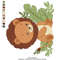 Load image into Gallery viewer, Lion embroidery designs - Safari embroidery design machine embroidery pattern - Baby boy embroidery file - instant download pes jef hus vip
