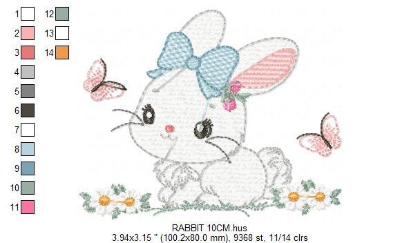 Bunny embroidery design - Rabbit embroidery designs machine embroidery pattern - baby boy embroidery file - Easter embroidery rabbit pes jef Marcia Embroidery