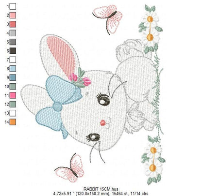 Bunny embroidery design - Rabbit embroidery designs machine embroidery pattern - baby boy embroidery file - Easter embroidery rabbit pes jef Marcia Embroidery