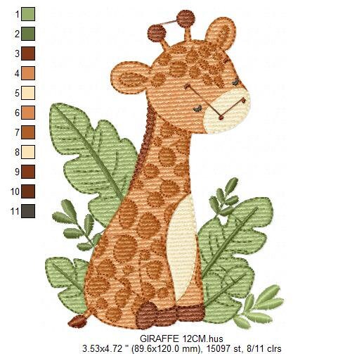 Giraffe with tropical plants embroidery design - Safari Animal embroidery designs machine embroidery pattern - Instant digital download pes - Marcia Embroidery