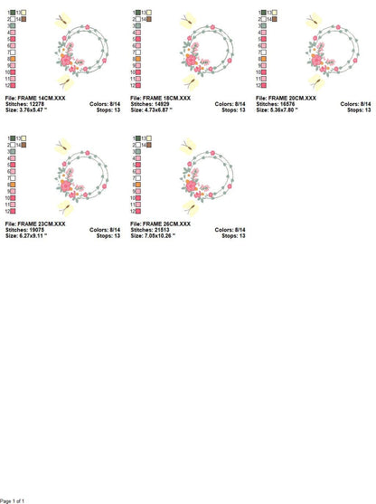 Flower Frame embroidery designs - Delicate Butterfly embroidery design machine embroidery pattern - Wreath embroidery file - girl embroidery - Marcia Embroidery