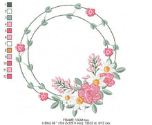 Laden Sie das Bild in den Galerie-Viewer, Monogram Frame embroidery designs - Flower embroidery design machine embroidery pattern - Rose wreath embroidery file - instant download HUS
