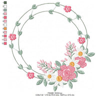 Cargar imagen en el visor de la galería, Monogram Frame embroidery designs - Flower embroidery design machine embroidery pattern - Rose wreath embroidery file - instant download HUS
