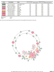 Monogram Frame embroidery designs - Flower embroidery design machine embroidery pattern - Rose wreath embroidery file - instant download HUS