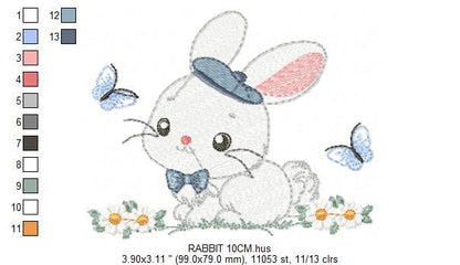 Bunny embroidery design - Rabbit embroidery designs machine embroidery pattern - baby boy embroidery file - Easter embroidery rabbit pes jef
