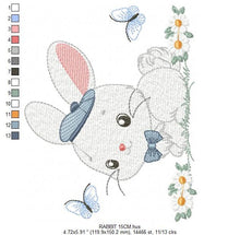 Load image into Gallery viewer, Bunny embroidery design - Rabbit embroidery designs machine embroidery pattern - baby boy embroidery file - Easter embroidery rabbit pes jef
