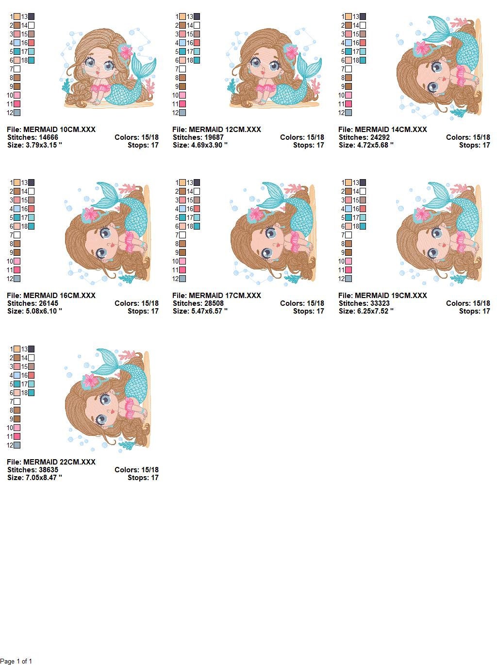 Mermaid embroidery designs - Princess embroidery design machine embroidery pattern - Mermaid rippled design Baby girl embroidery download
