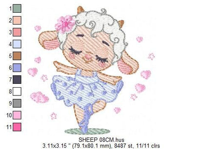 Ballerina Sheep embroidery design - Lamb Ballerina embroidery designs machine embroidery pattern - baby girl embroidery file - pes download