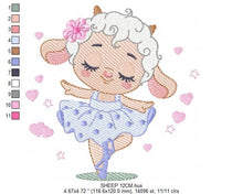 Charger l&#39;image dans la galerie, Ballerina Sheep embroidery design - Lamb Ballerina embroidery designs machine embroidery pattern - baby girl embroidery file - pes download
