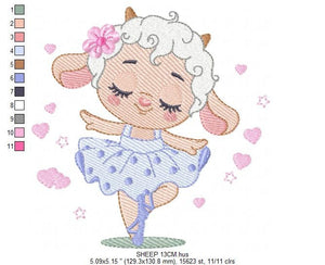 Ballerina Sheep embroidery design - Lamb Ballerina embroidery designs machine embroidery pattern - baby girl embroidery file - pes download